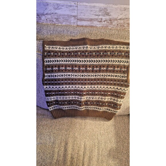 VINTAGE LL Bean Sweater Vest Brown Green 100% Shetland Wool Men's Size Large  42 - Picture 4 of 8